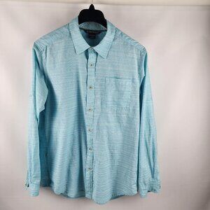 EX-OFFICIO Mens Large Blue Stripe Made to Adventure L/S Button Up